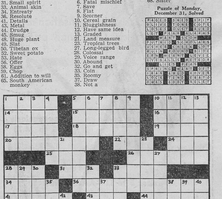 1 1 1946 Chicago Tribune Crossword Puzzle