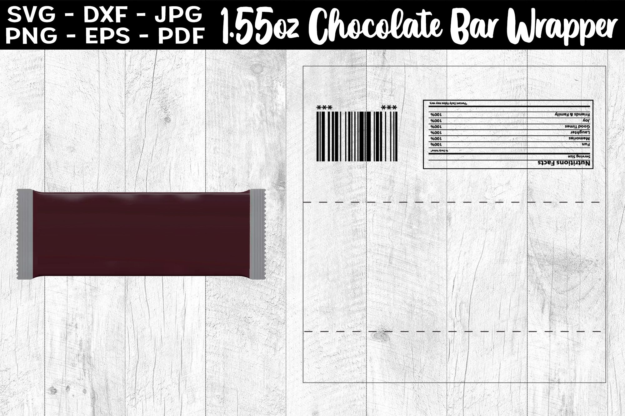 1 55oz Chocolate Bar Wrapper Full Wrap Template PNG SVG