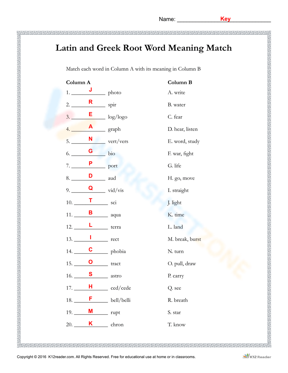 10 Free Printable Greek And Latin Roots Worksheets For All Ages Worksheets Library