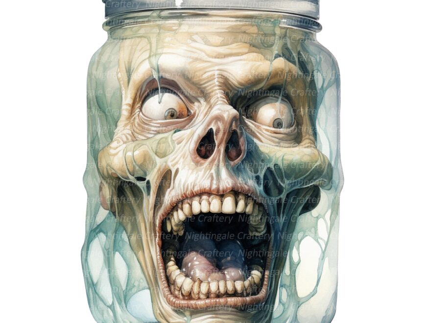 10 Scary Face In Jar Clipart Halloween Printable Watercolor Clipart High Quality Jpgs Digital Download Paper Craft Junk Journals Etsy