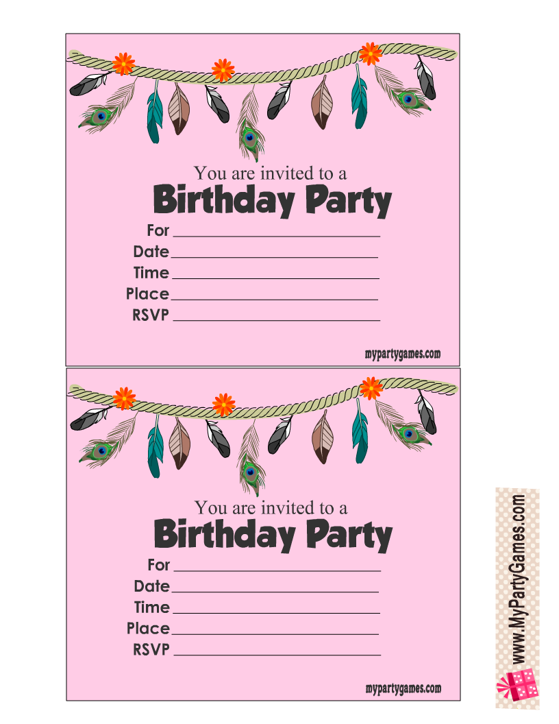 Girl Birthday Party Invitations Printable