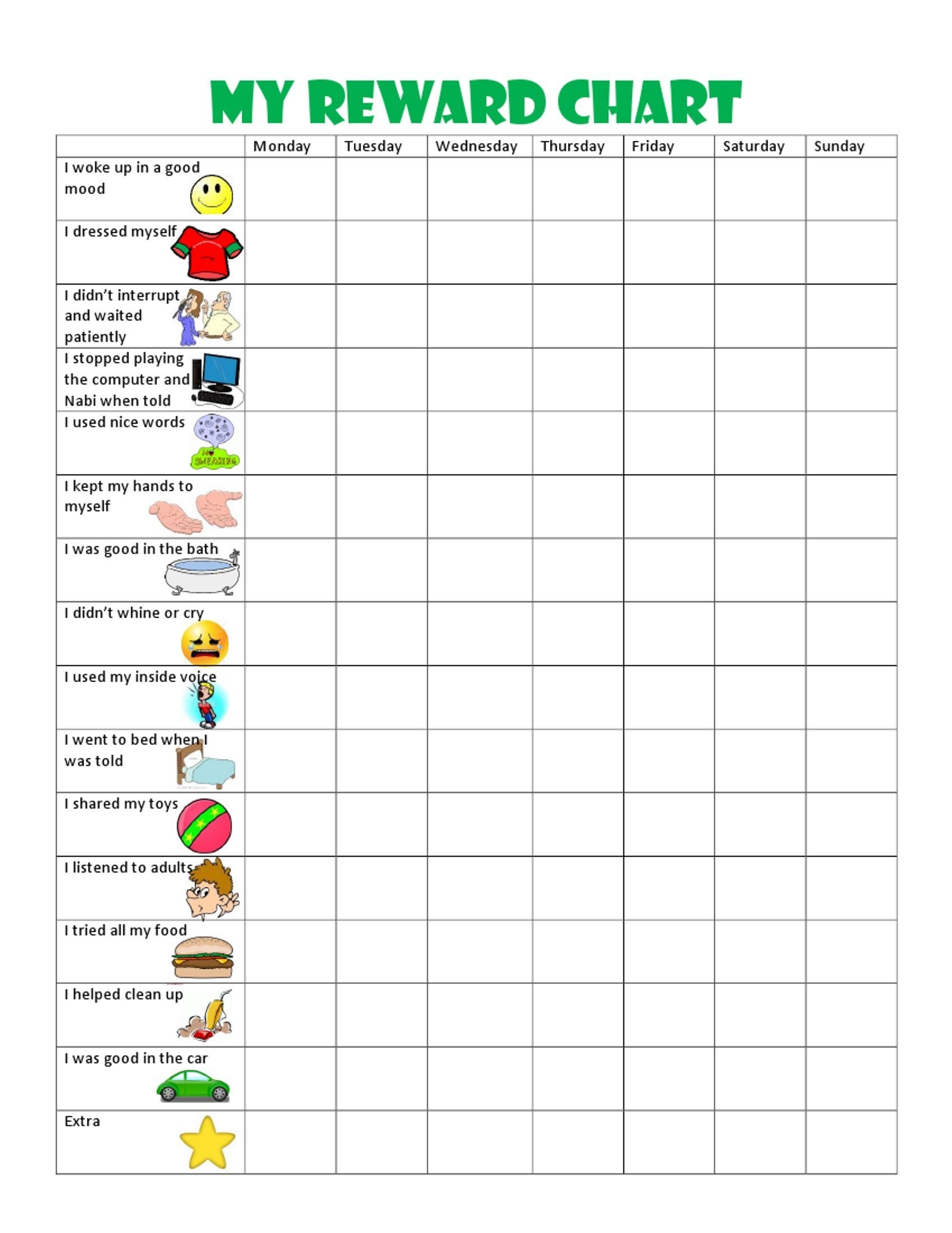 Behaviour Management Printable Reward Charts