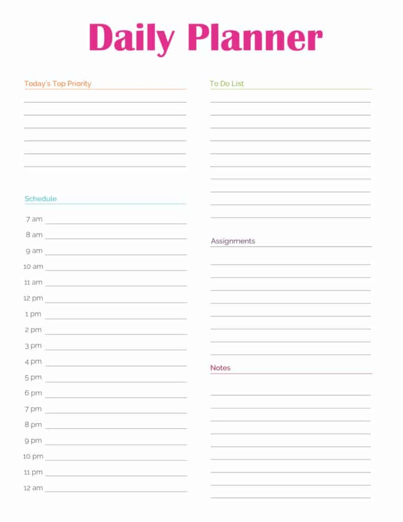 College Student Planner Printable Free