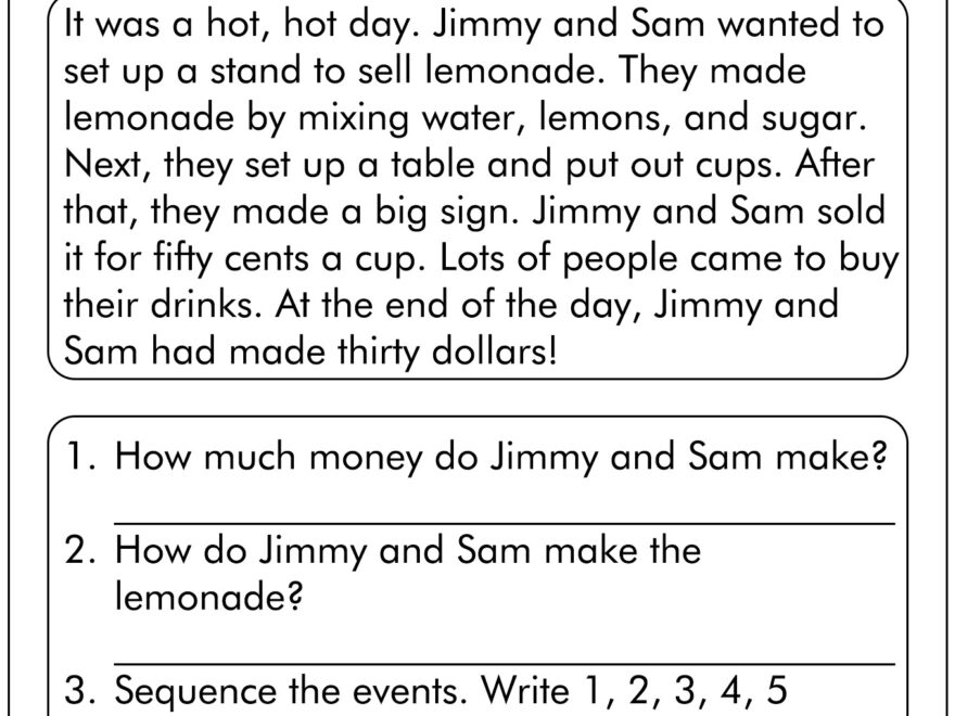 1st Grade Reading Comprehension Worksheets Fun And Engaging Exercises