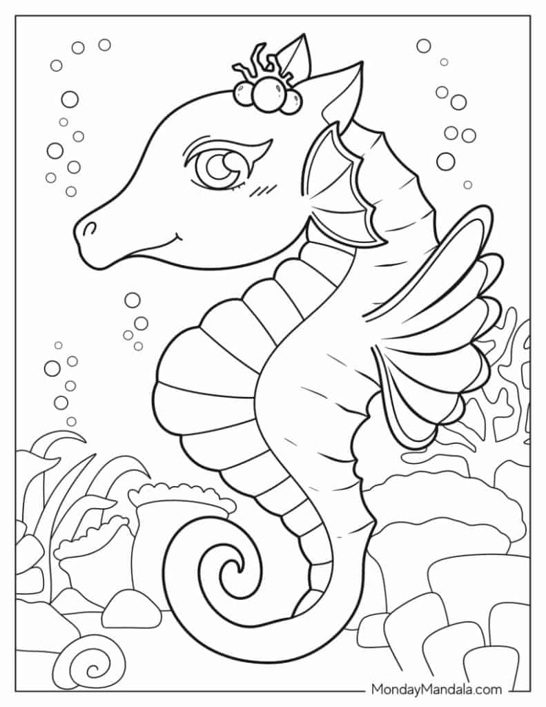 20 Seahorse Coloring Pages Free PDF Printables 
