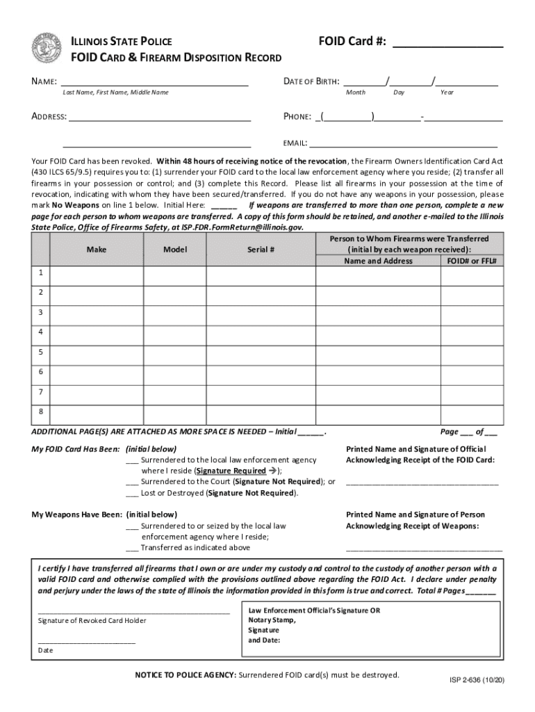 Foid Card Application Illinois 2025 Printable