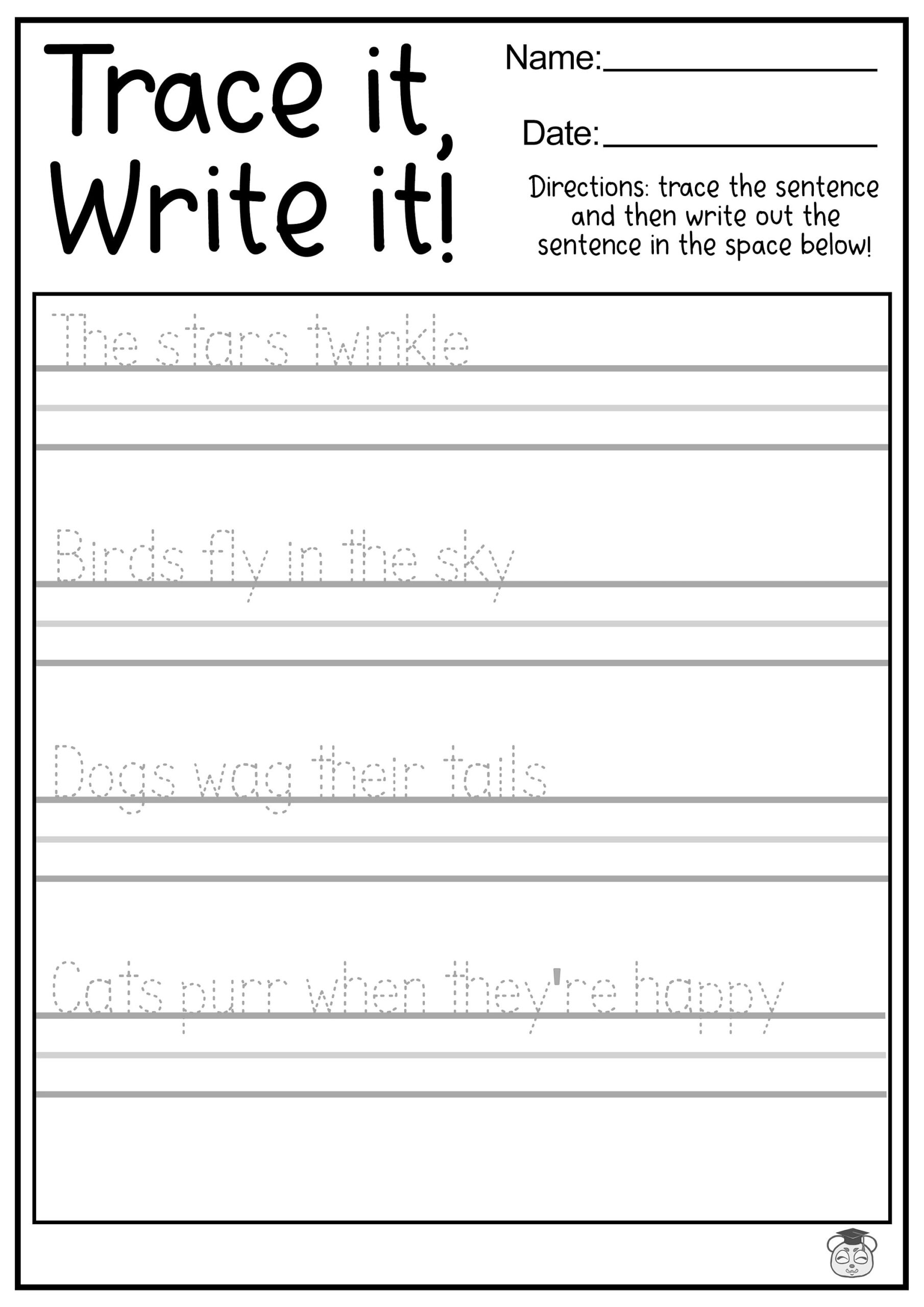 First Grade Handwriting Practice Printable