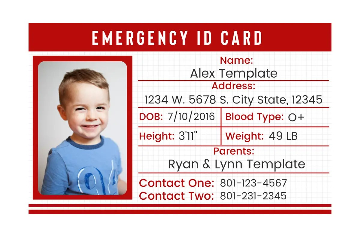 Free Kids Id Card Printable