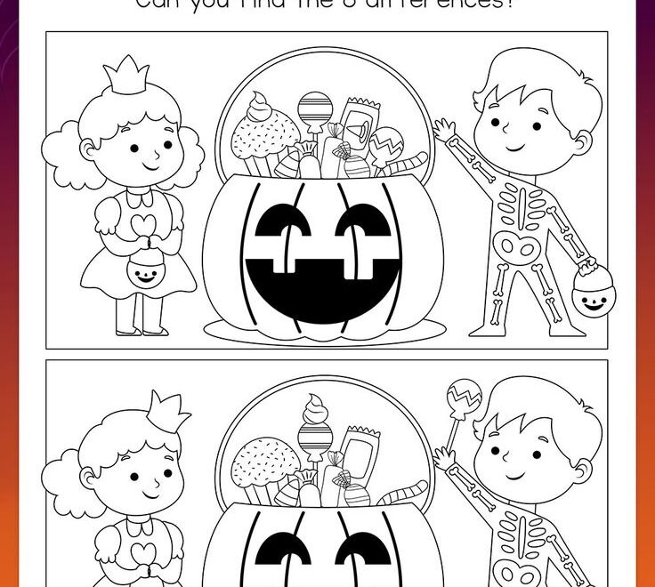 3 Free Spot The Difference Halloween Printables Mrs Merry