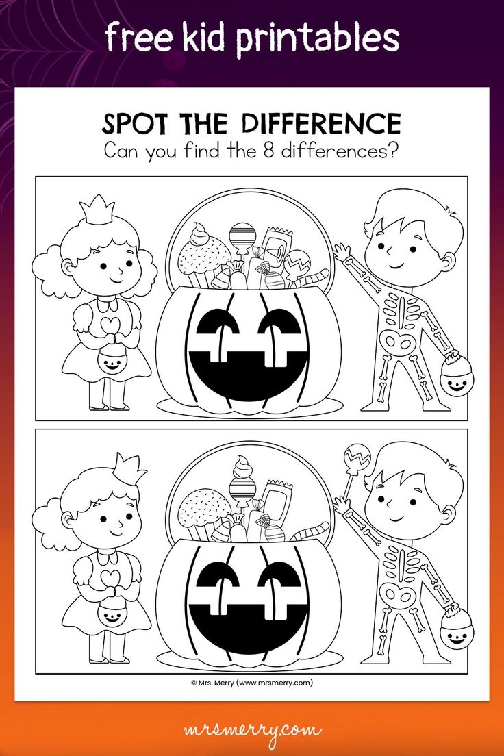 3 Free Spot The Difference Halloween Printables Mrs Merry