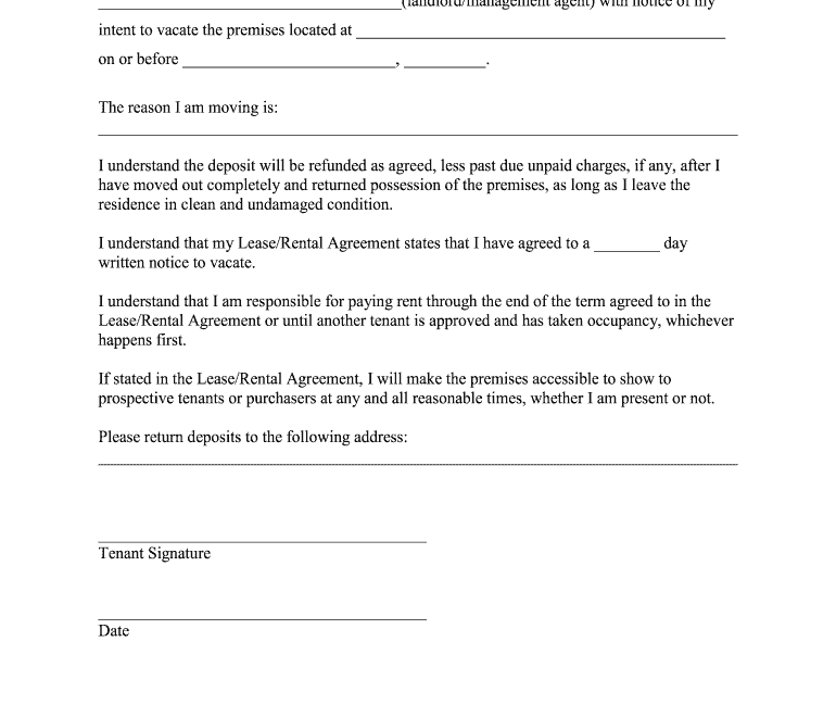 30 Day Notice To Vacate Fill Online Printable Fillable Blank PdfFiller