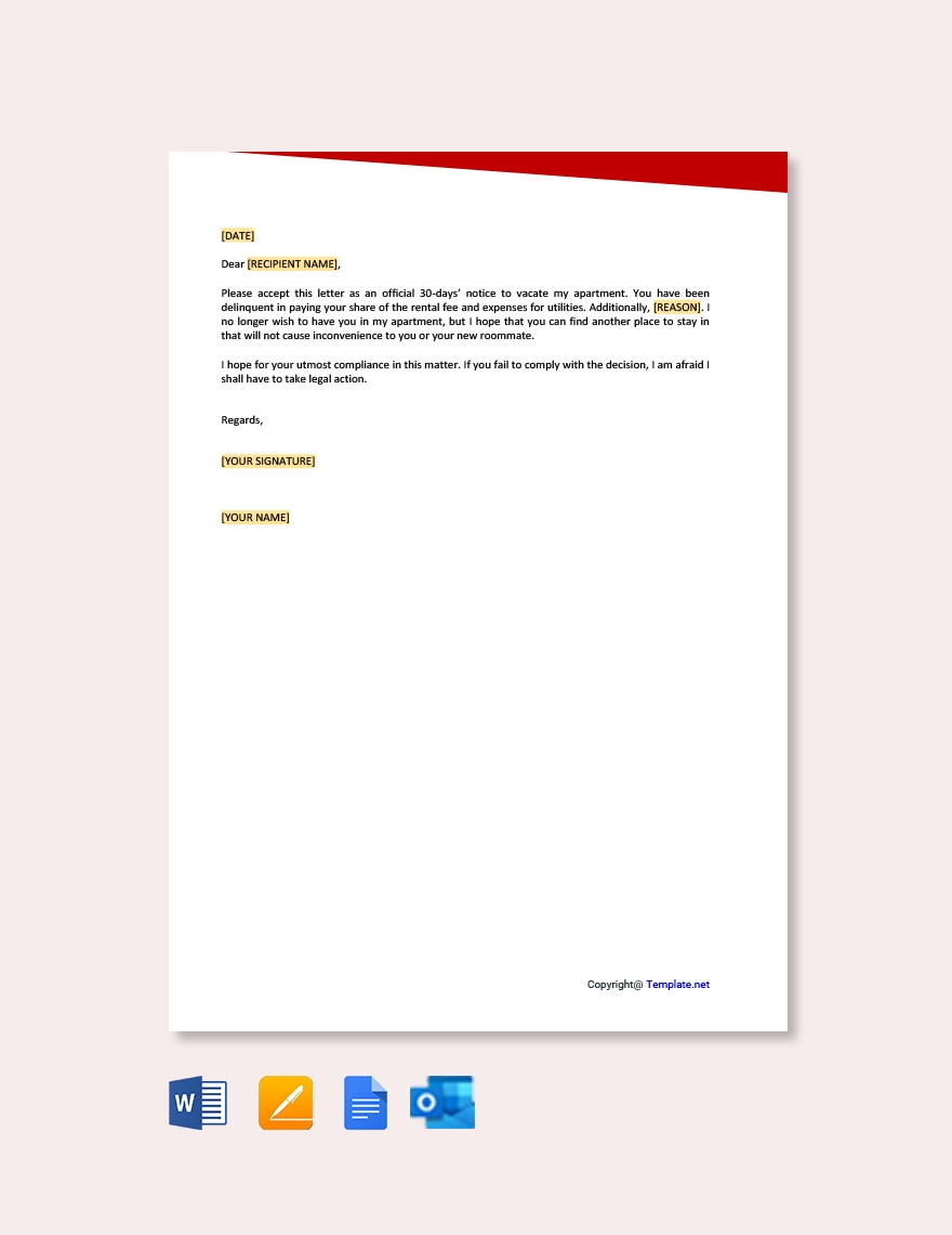 Free Printable 30 Day Notice To Vacate