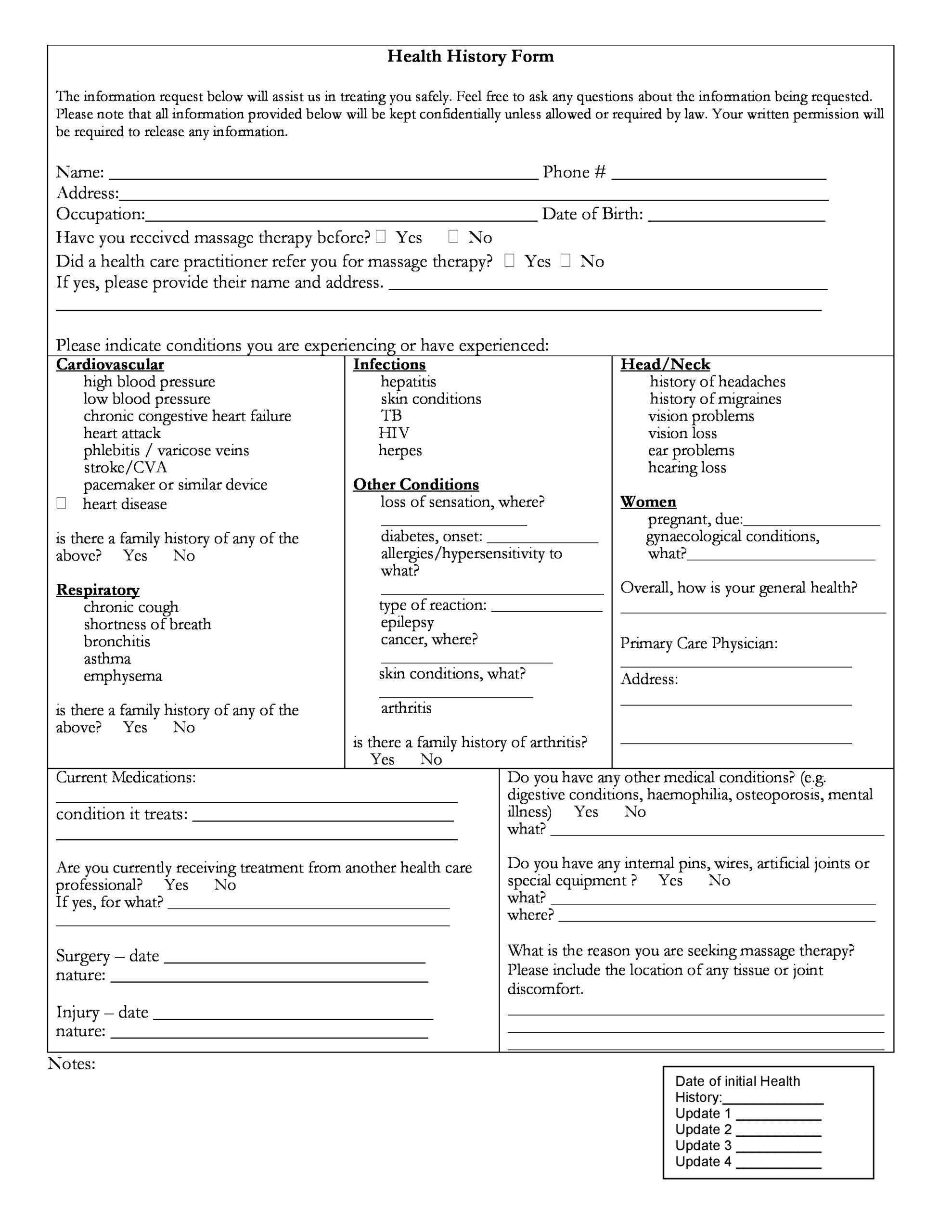Printable History And Physical Forms Internal Medicine