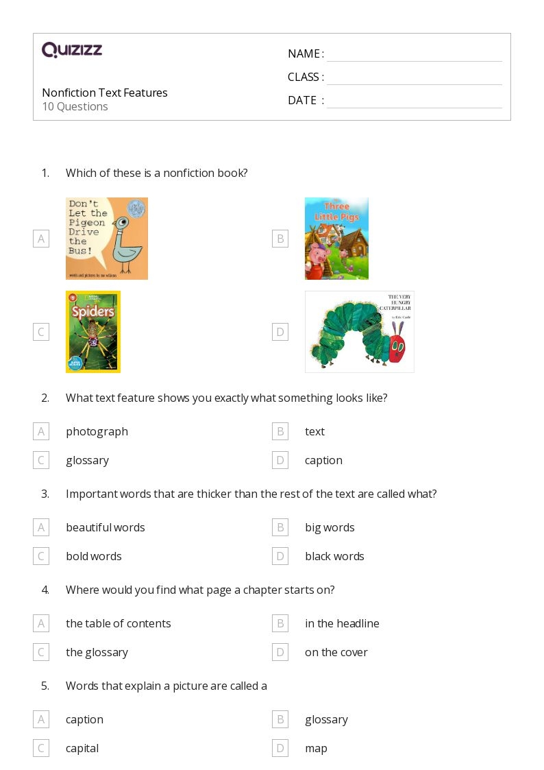 50 Nonfiction Text Features Worksheets For 2nd Year On Quizizz Worksheets Library