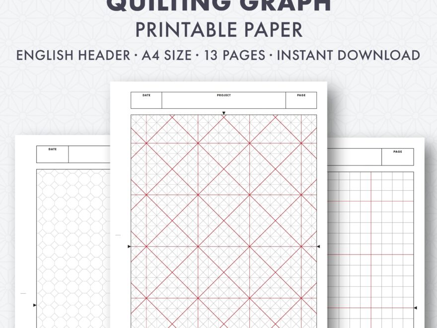 50004 Quilting Graph Paper Set Printable Template English Instant Download A4 Etsy