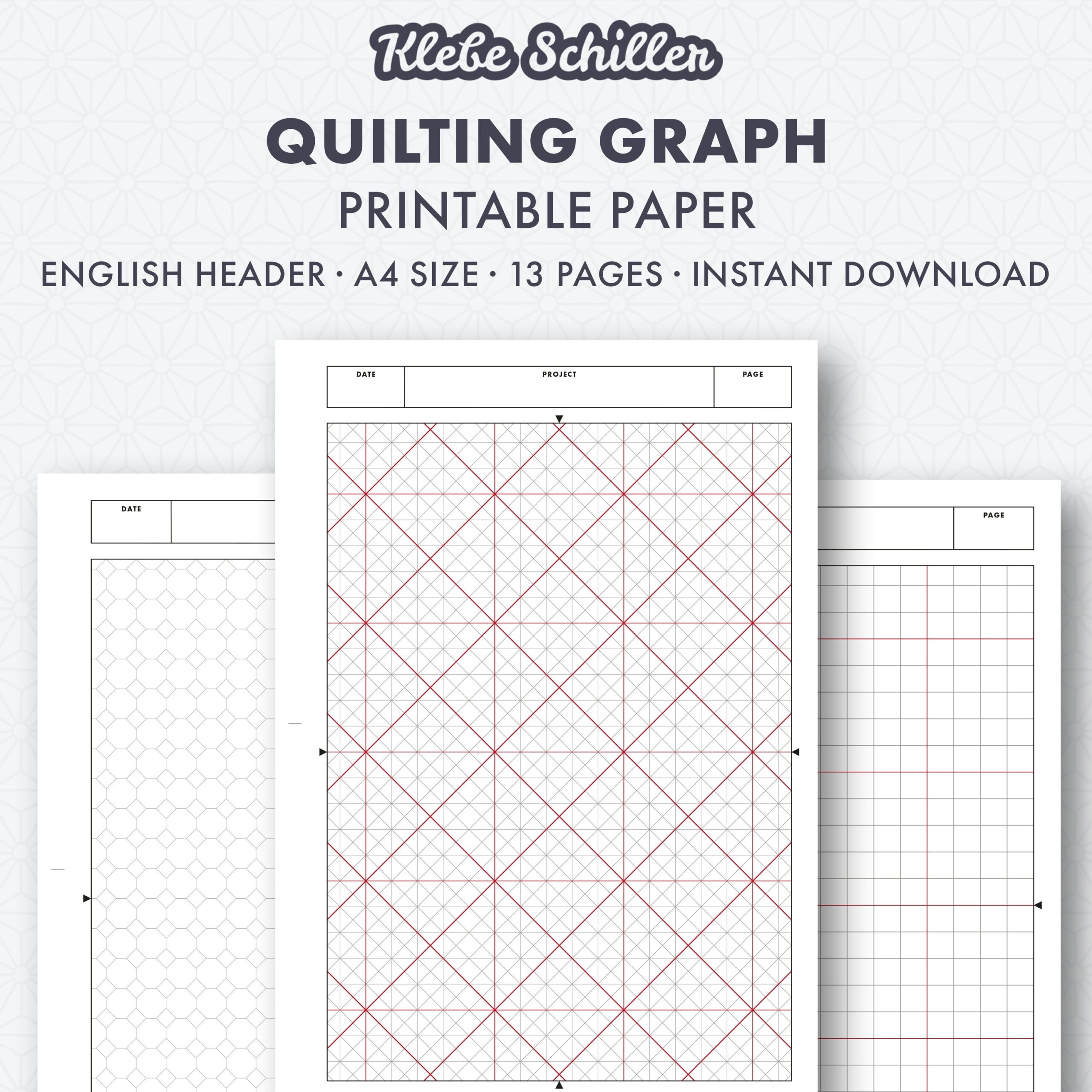 50004 Quilting Graph Paper Set Printable Template English Instant Download A4 Etsy