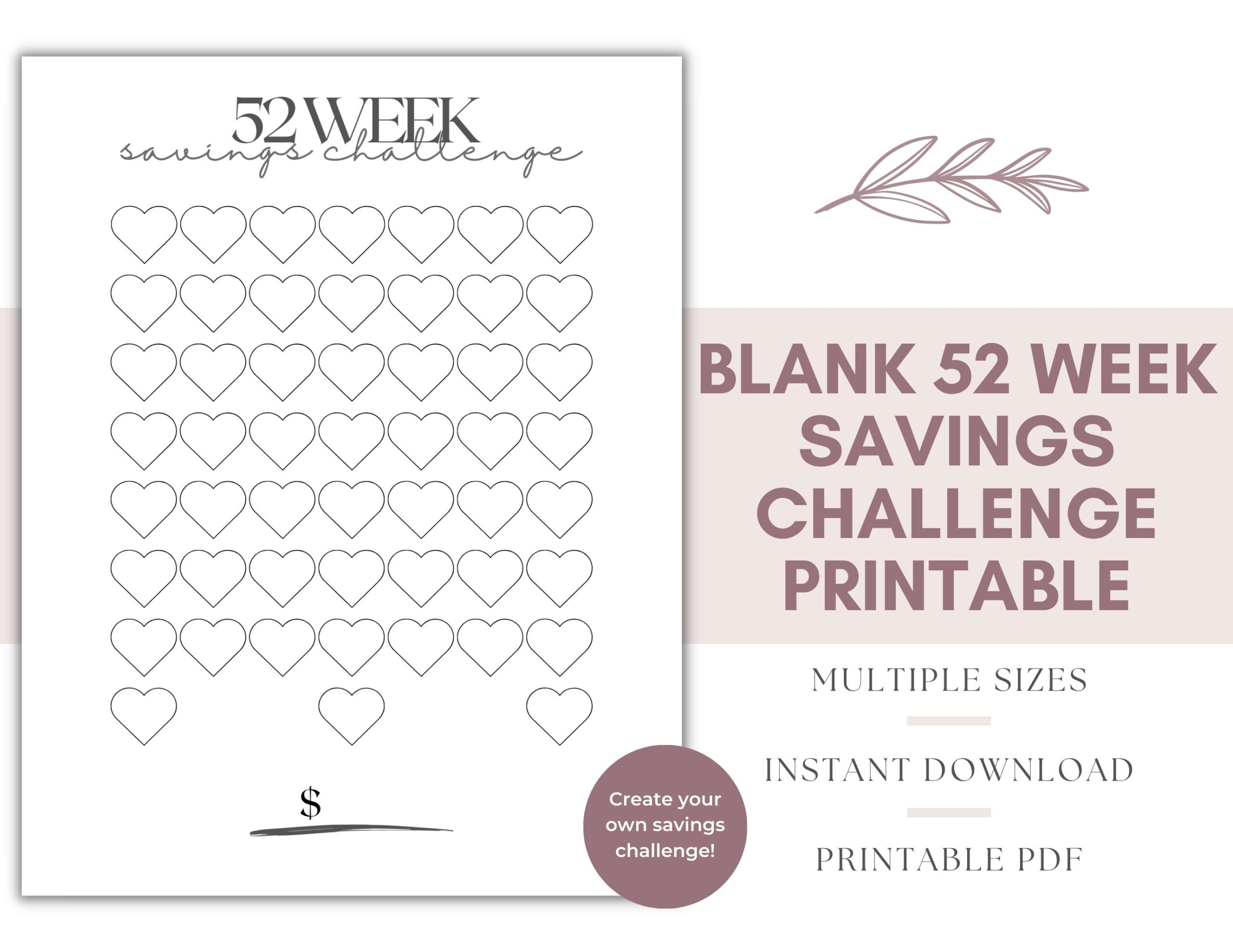 Blank 52 Week Money Challenge Printable