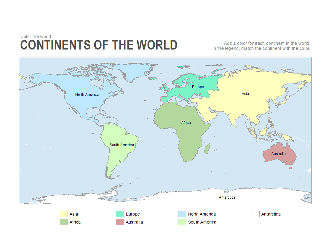 7 Continents Blank Map Printable