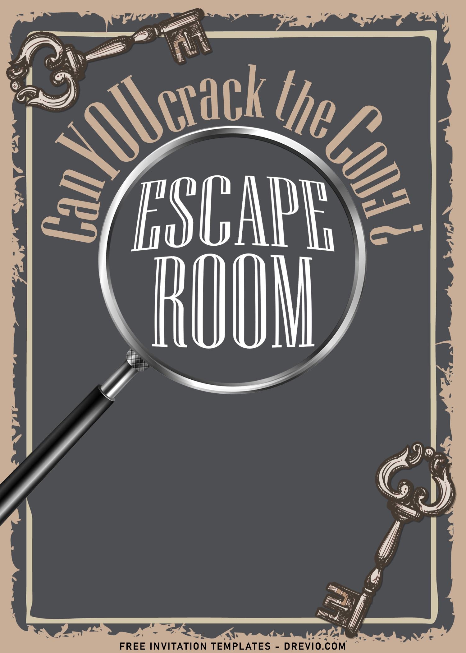 8 Vintage Locks And Keys Escape Room Party Invitation Templates Worksheets Library