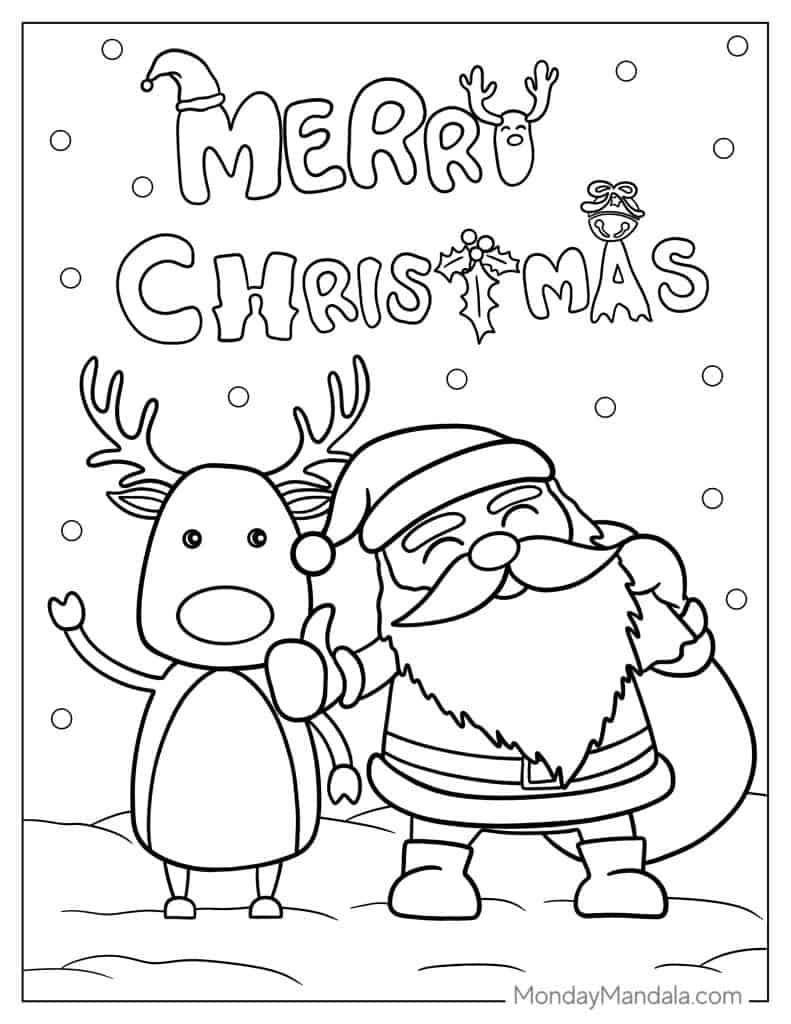 Printable Christmas Themed Color Pages For Kids