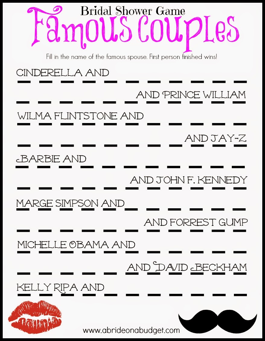 Bridal Shower Game Free Printable