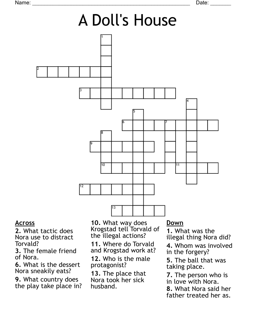 Dollhouse Miniature Newspaper Crossword Printable
