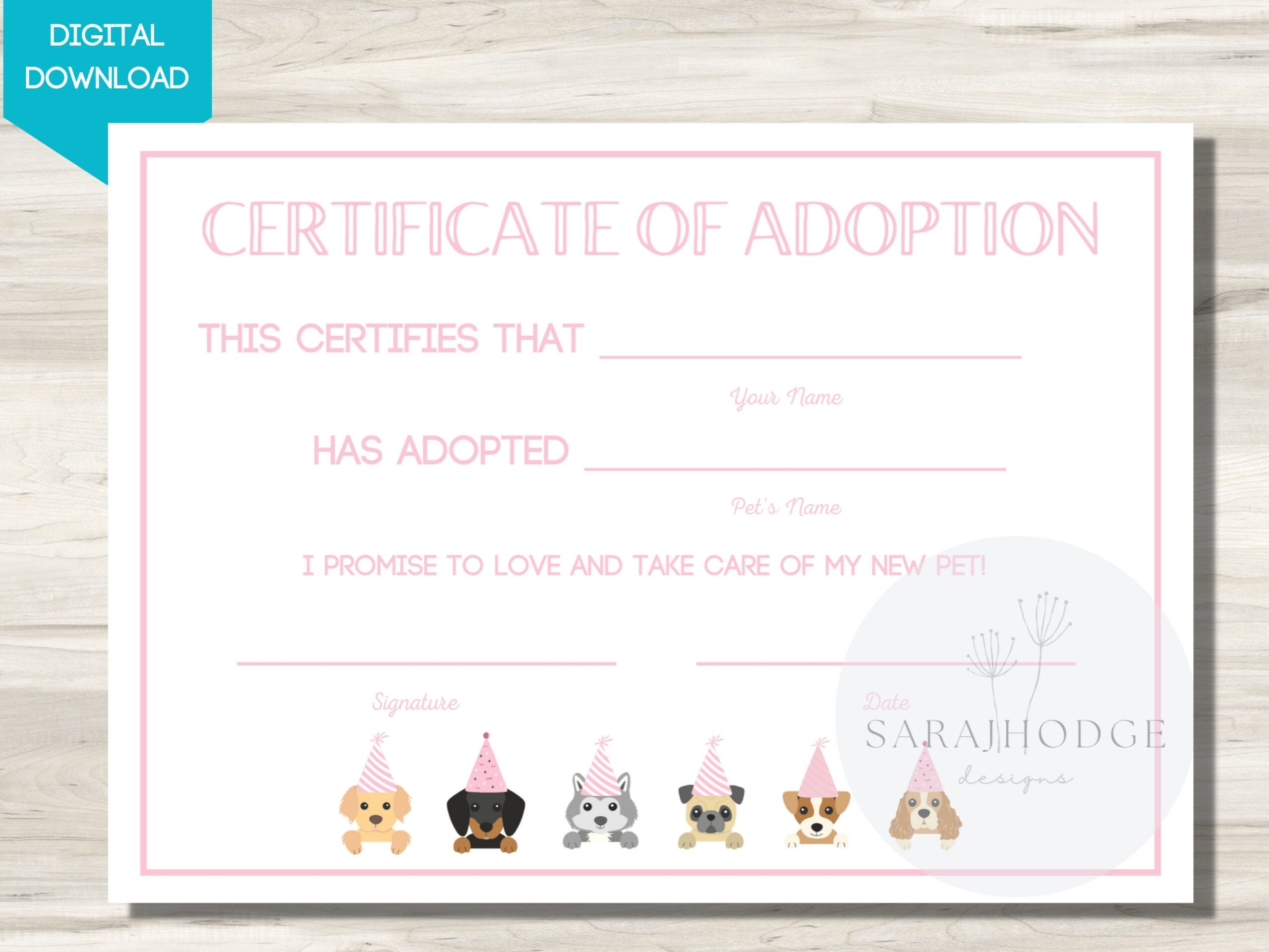 Adopt A Puppy Sign Puppy Adoption Certificate Puppy Birthday Dog Animal Adoption Stuffed Dog Adoption Puppy Birthday Decor Puppy Party Etsy