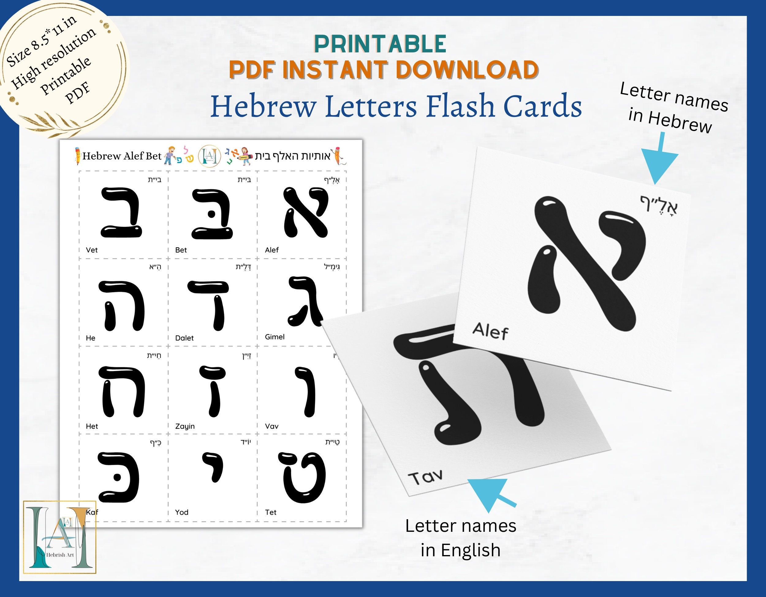 Hebrew Alphabet Flash Cards Printable