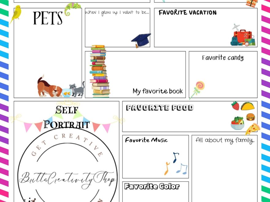 ALL ABOUT ME Poster Size Sheet Printable Writing Prompt For Kids Educational Children Page Printable Sheet For Back To School Etsy