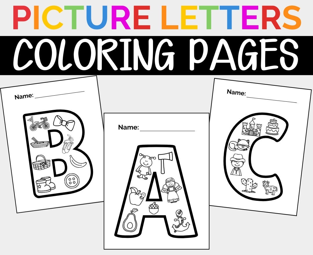 Alphabet Picture Letters Coloring Pages Printable Coloring Pages For Kids ABC Printable Letters Coloring Pages For Prek K Etsy