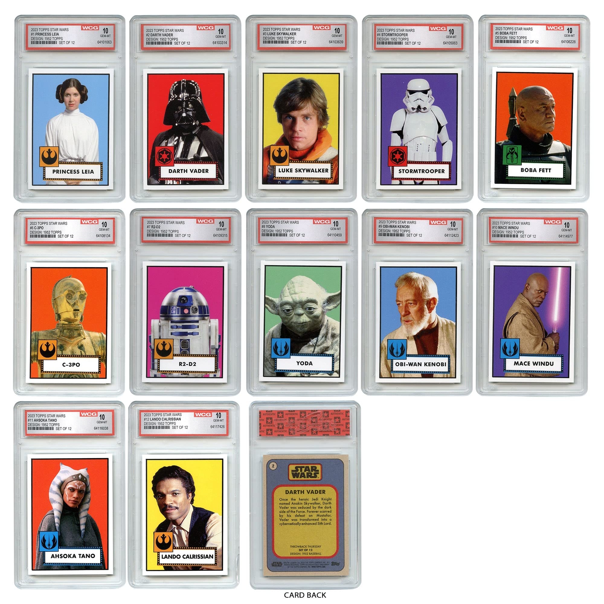 Amazon 2023 Star Wars Topps Cards 1952 Topps Edition All Graded Gem Mint 10 Complete Set Of All 12 Toys Games