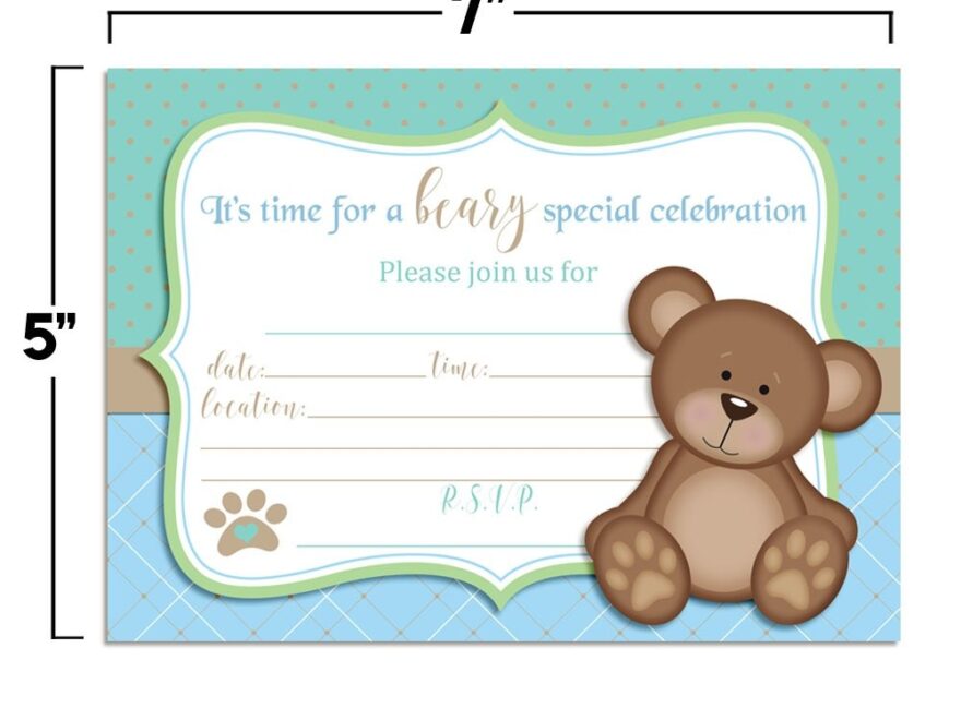 Amazon AmandaCreation Invitaciones Para Fiestas De Cumplea os De Oso De Peluche Para Ni os 20 Tarjetas De Relleno De 5 X 7 Pulgadas Con Veinte Sobres Blancos Hogar Y Cocina
