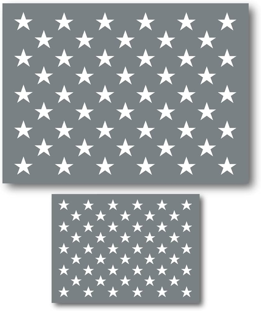 Amazon American Flag Stencil Template 2 Pack 50 Stars For Painting USA Flag On Wood Wall Metal Steel Cornhole Shed Pallet 2 Sizes Large Small Strong Reusable Made In America By Small Business Tools 