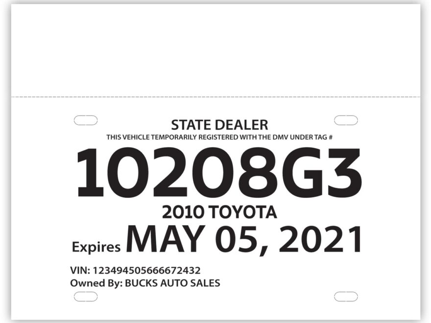 Amazon Blank Printable Car Dealer Tear Resistant Temporary Tags License Plates 5 Mil 1 Tear Off Portion Package Of 100 Office Products