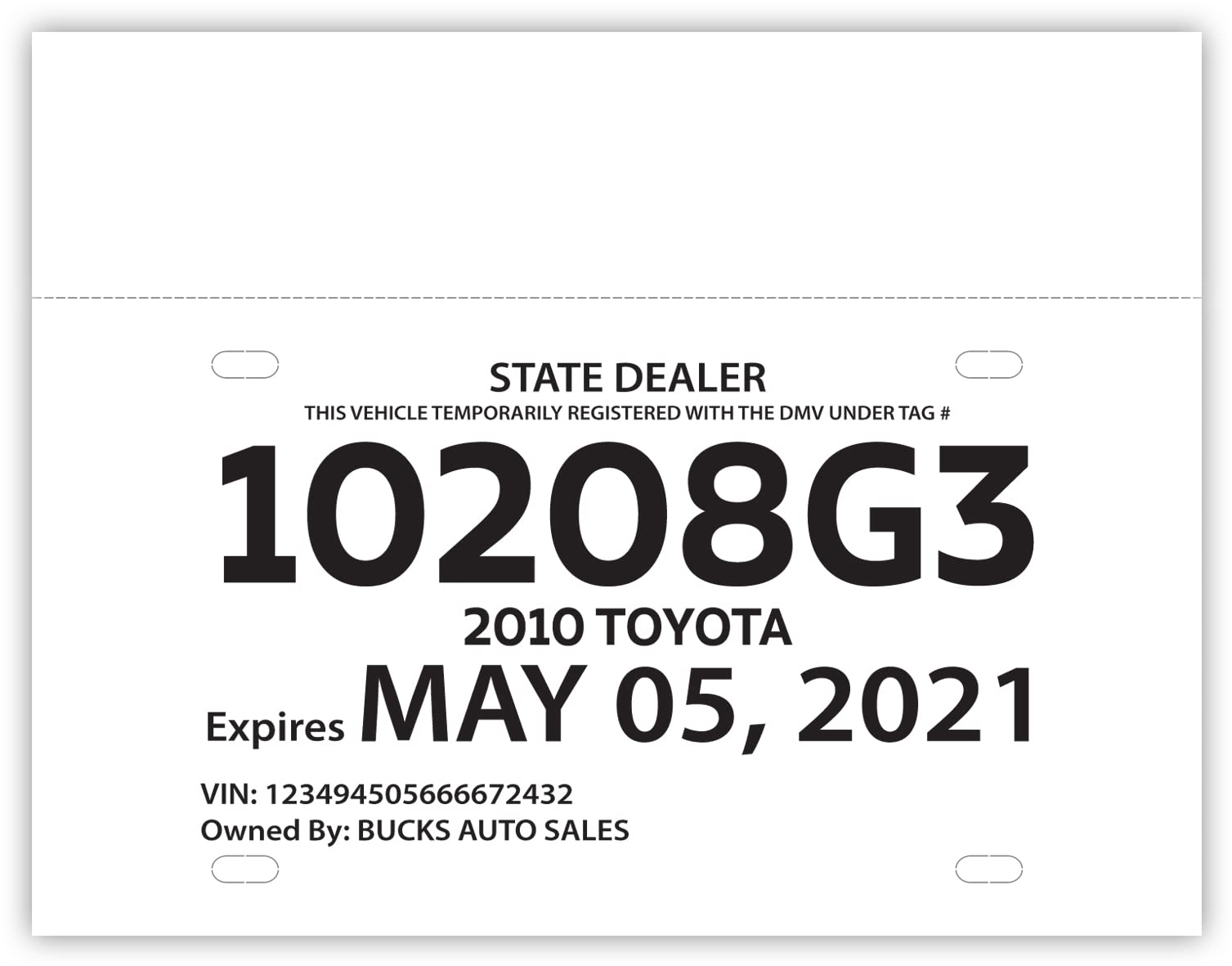 Amazon Blank Printable Car Dealer Tear Resistant Temporary Tags License Plates 5 Mil 1 Tear Off Portion Package Of 100 Office Products