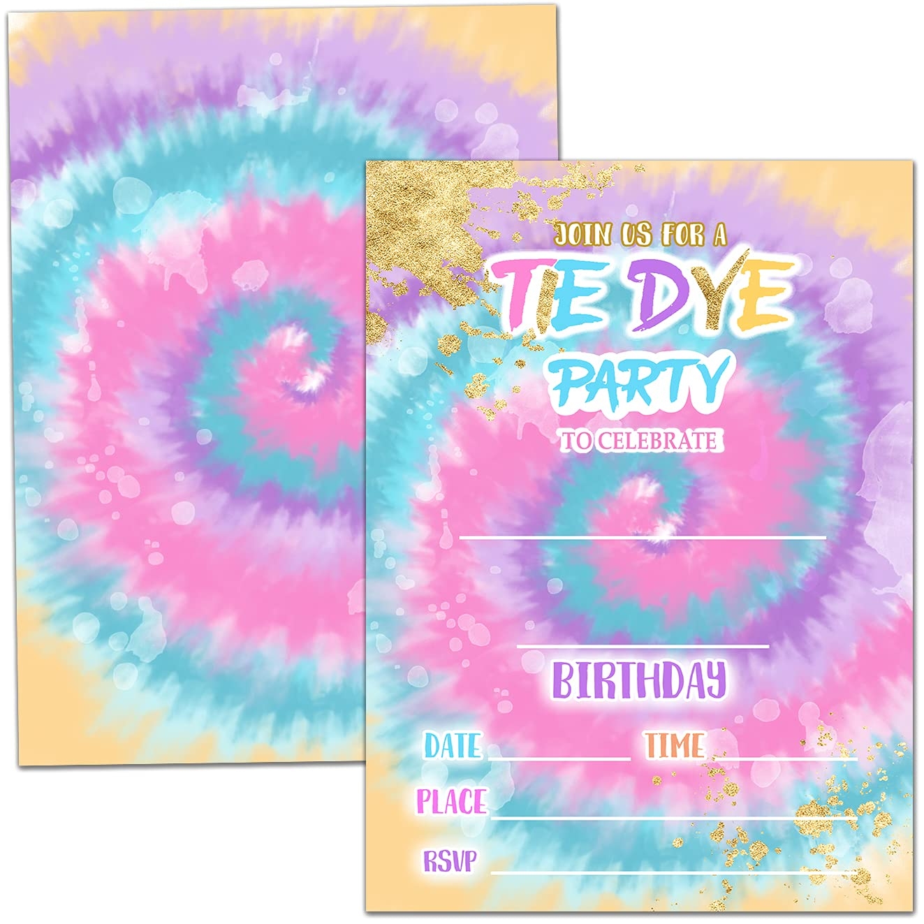 Amazon Nopoben Birthday Party Invitation Cards Tie Dye Party Celebration Invite Party Supplies Favors 20 Cards With 20 Envelopes year02 Home Kitchen