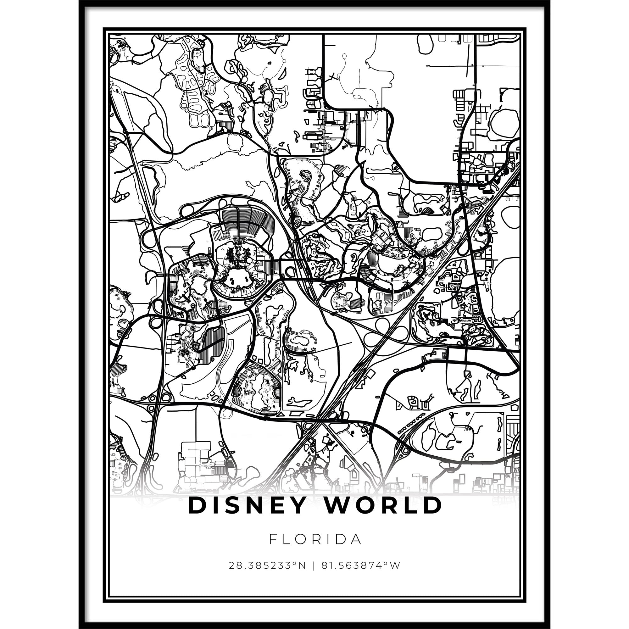 Amazon Skanndi Disney World Map Print Florida FL USA Map Art Poster Kissimmee Modern Wall Art Street Map Artwork 11x14 Posters Prints