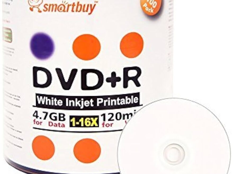 Amazon Smart Buy 100 Pack DVD R 4 7gb 16x White Printable Inkjet Blank Media Record Disc 100 Disc 100pk Electronics