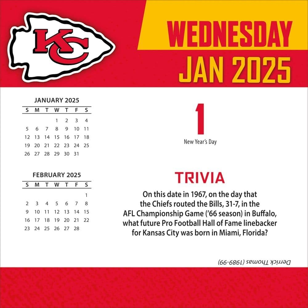 Amazon TURNER SPORTS Kansas City Chiefs 2025 Box Calendar 25998053042 Sports Outdoors