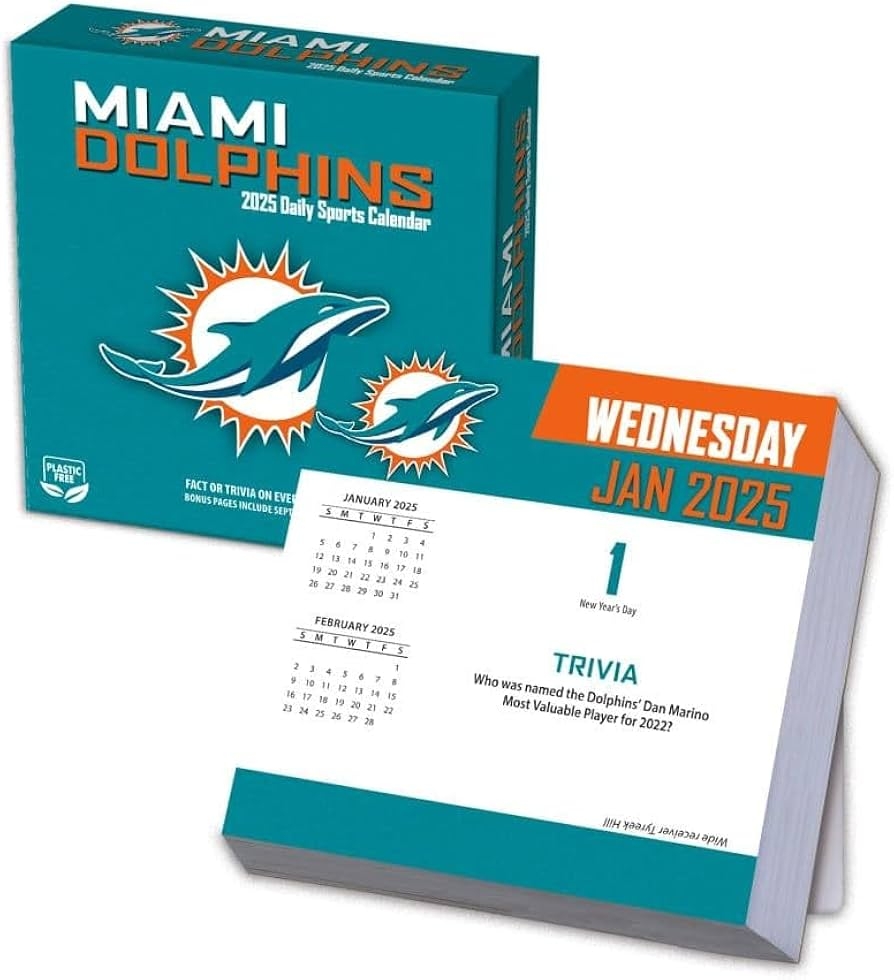 Amazon TURNER SPORTS Miami Dolphins 2025 Box Calendar 25998053046 Office Products