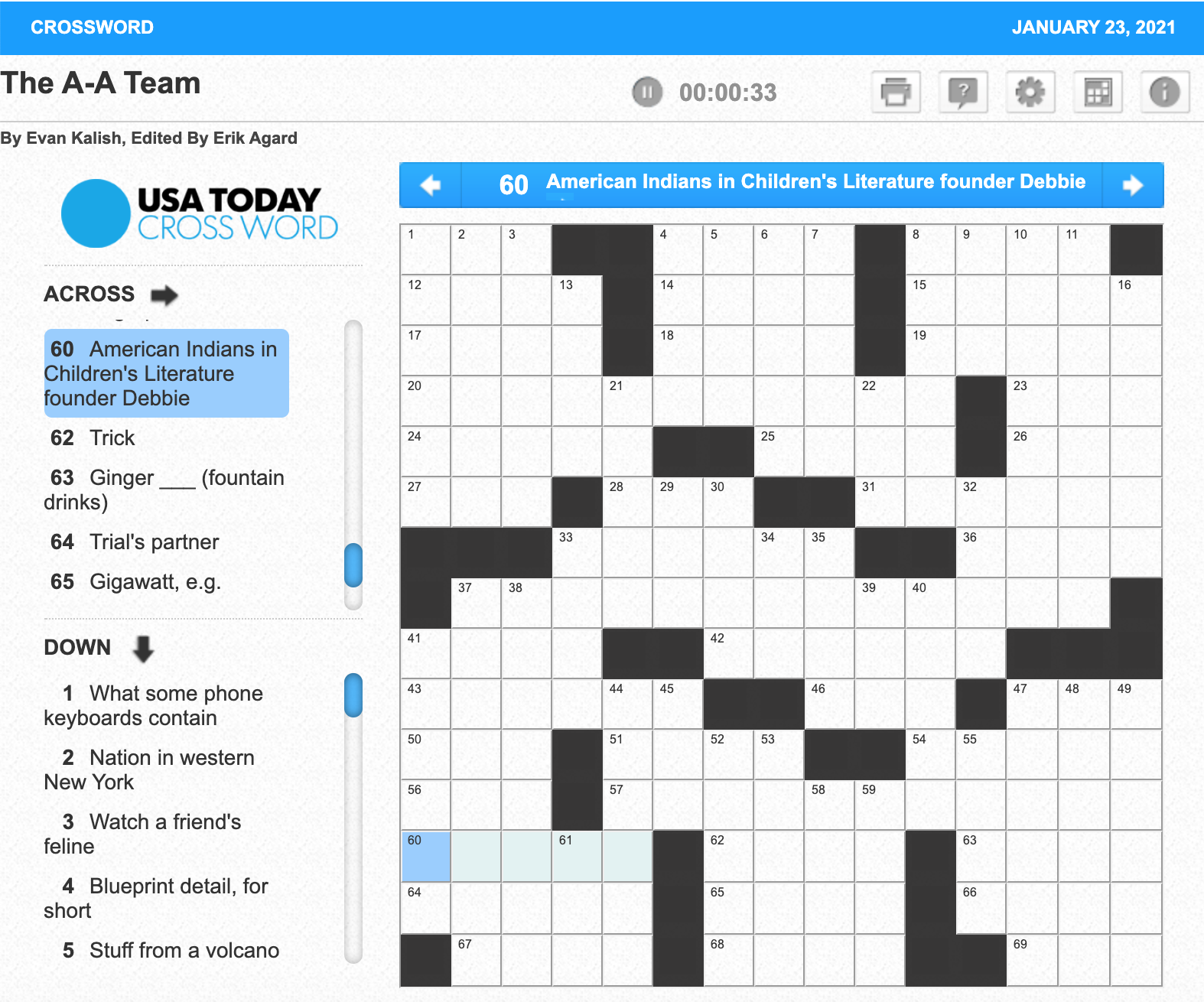 Free Printable Crossword Puzzles Usa Today