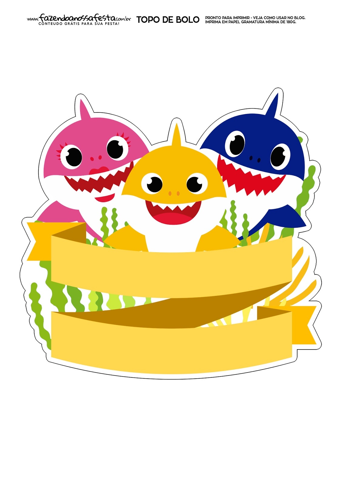 Baby Shark Free Printable Cake Toppers Oh My Baby 