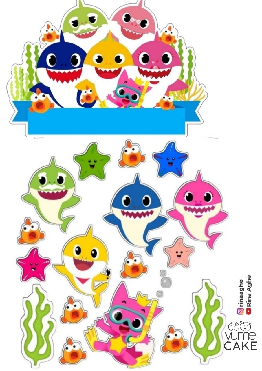 Baby Shark Topper Cake Printable