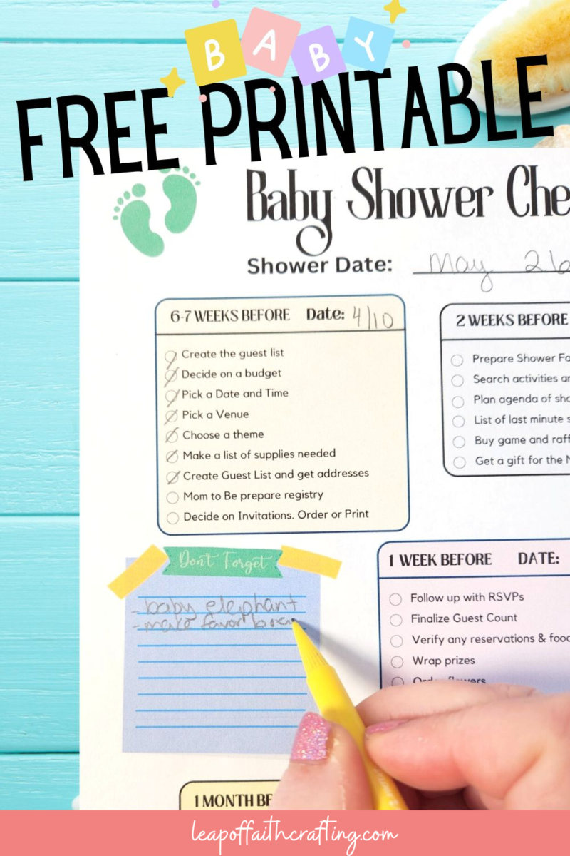 Baby Shower Checklists Printable FREE Leap Of Faith Crafting