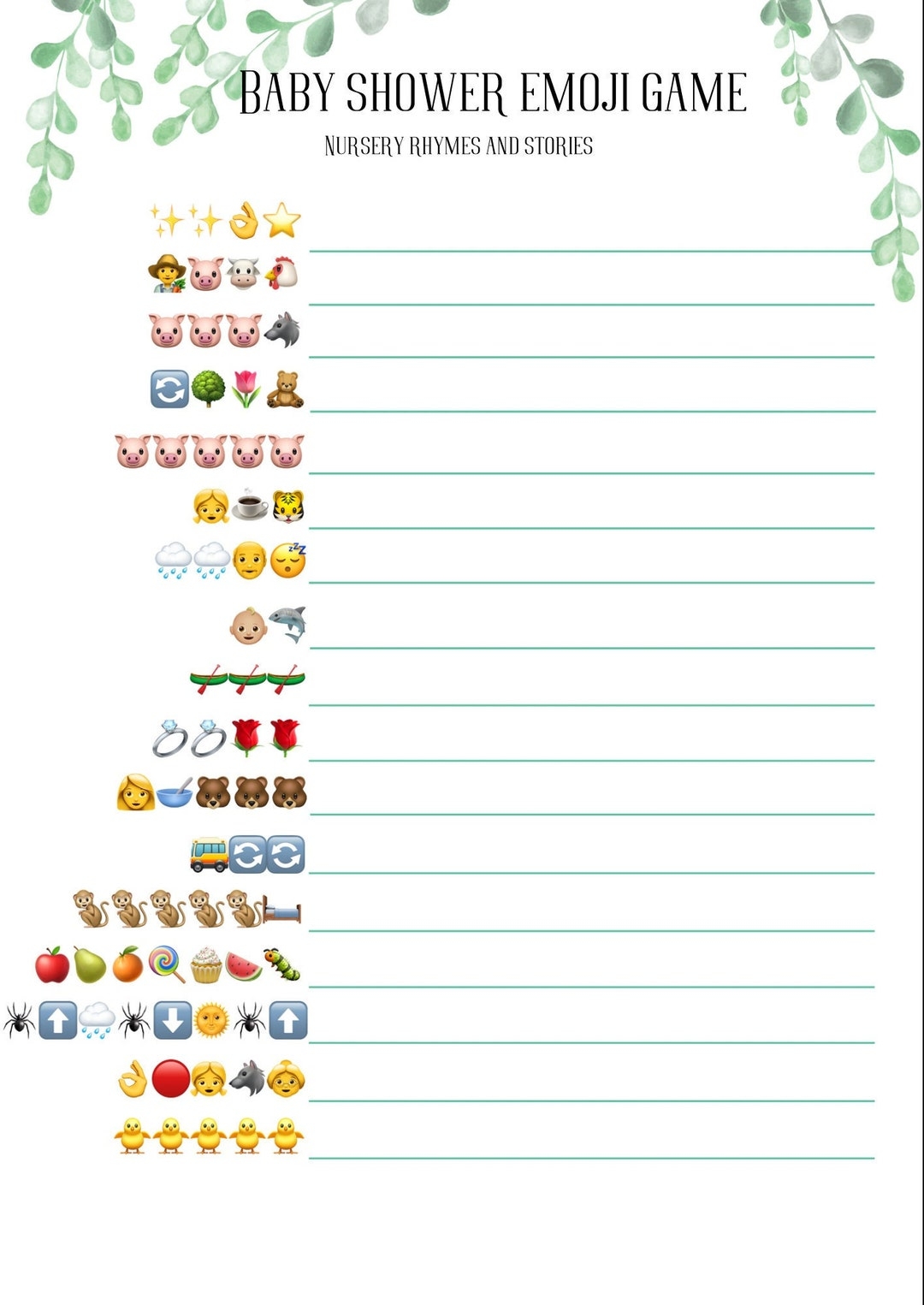 Free Emoji Baby Shower Game Printable