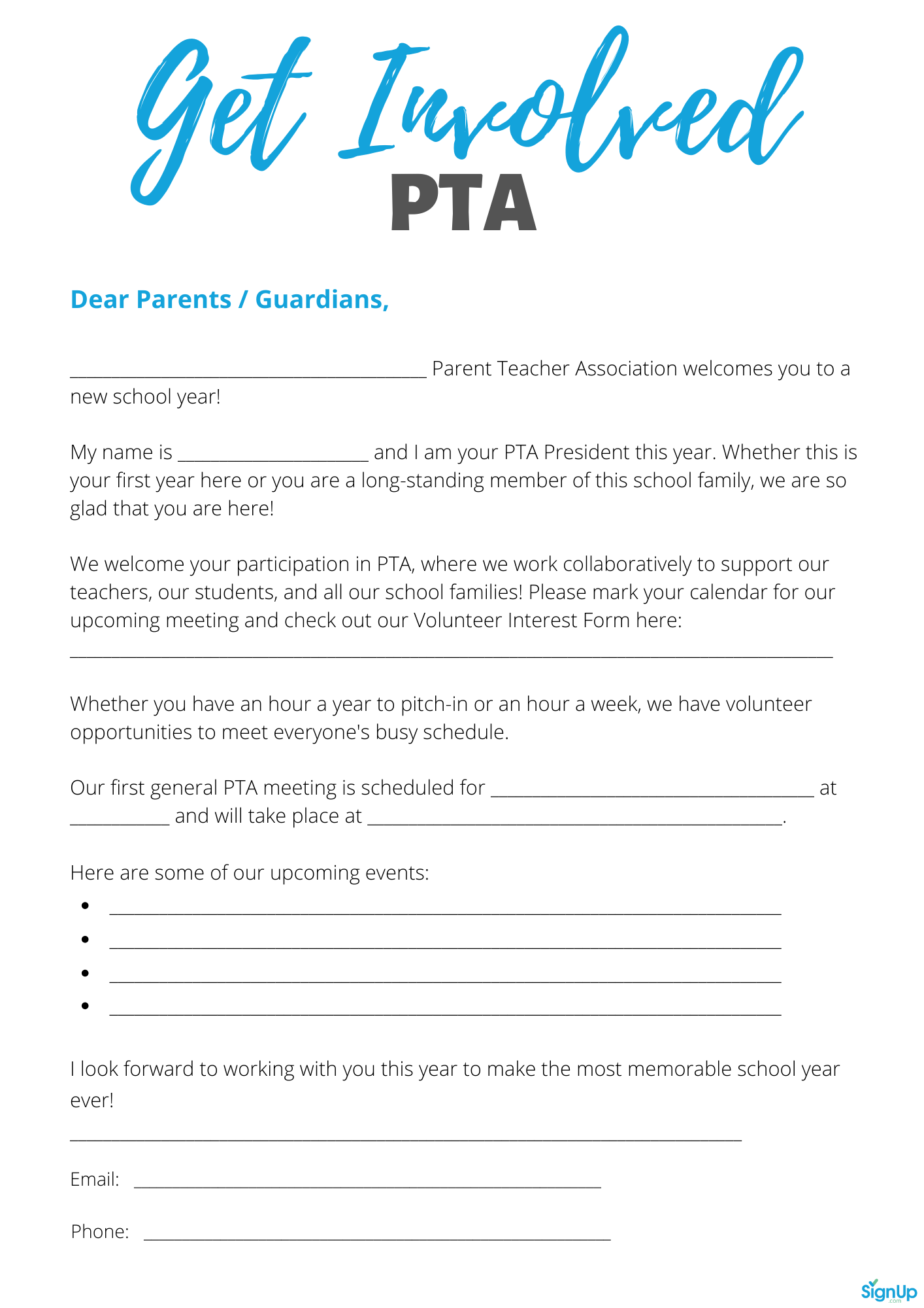 Parent Teacher Conference Letter Printable