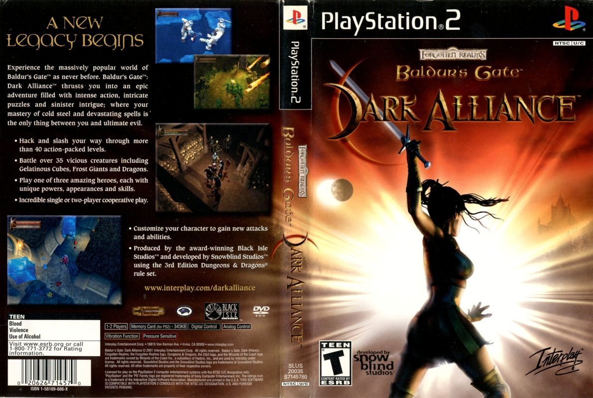 BaldurS Gate Dark Alliance Gamecube Printable Box Art