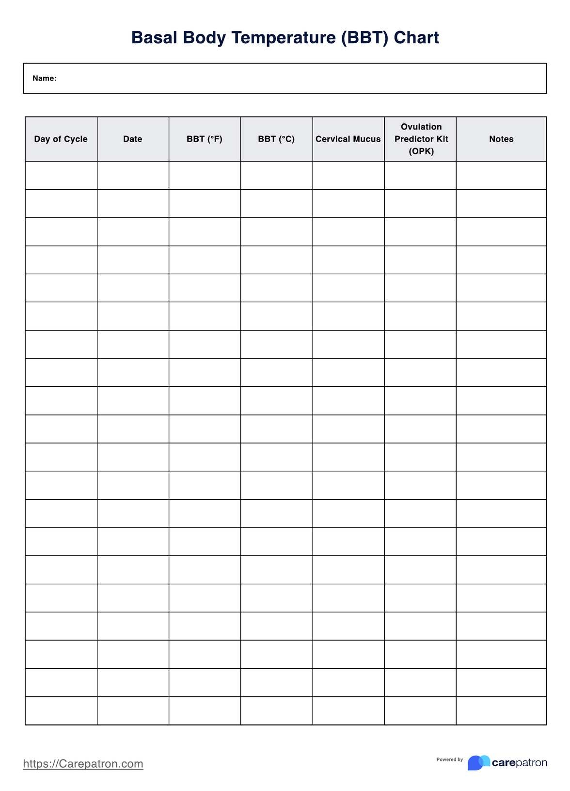 Basal Body Temperature Chart Example Free PDF Download