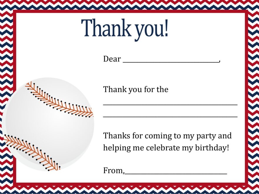 Baseball Birthday Thank You Card Digital File You Print Baseball Thank You Card Baseball Party Baseball Birthday Baseball Etsy