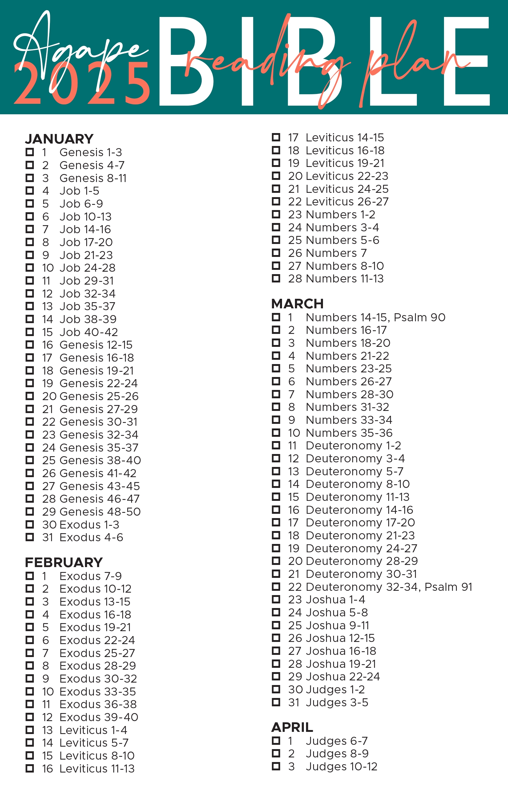 2025 Bible Reading Plan Printable